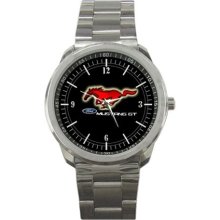 Ford Mustang GT Logo Sport Metal Watch - Stainless Steel