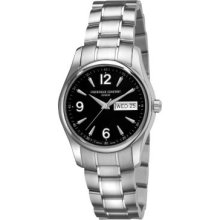 Frederique Constant Men's Junior Swiss Quartz Black Dial Stainless Steel Bracelet Watch