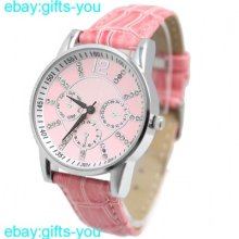 Fw820c Pink Dial Pink Band Round Pnp Shiny Silver Watchcase Unisex Fashion Watch