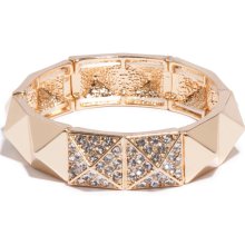 G by GUESS Pyramid and Rhinestone Stretch Bracelet, GOLD