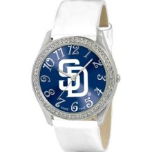 Game Time White Mlb-Gli-Sd Women'S Mlb-Gli-Sd Glitz Classic Analog San Diego Padres Watch