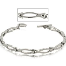 GEMAFFAIR Christian Ichthys Fish Bracelet Surgical Steel - Ladies Size: 9