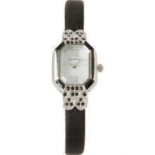 Geneva Ladies Black And Silver Tone Octagon Watch