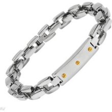 Gentlemenâ€™s Bracelet Stainless Steel/two Tone Total Item Weight 54.9g Length 9in