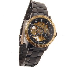 Genuine IK Colouring Tungsten Steel Gold Movement Automatic Wristwatch 9822 Gold - Black - Stainless Steel - 9.5