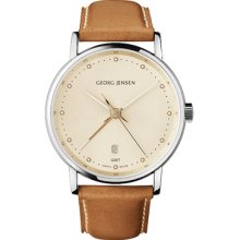 Georg Jensen Men's Dual Time Watch 519 - Champagne Colour Dial - Koppel