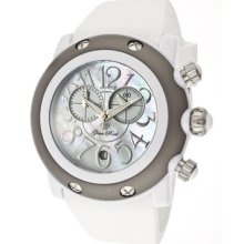 Glamrock Women's Miami Beach Chronograph White Mop Dial White Silicone