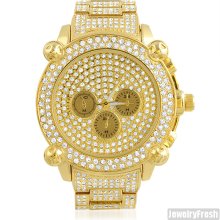 Gold Jumbo Chrono Full Iced Mens Hip Hop Watch