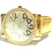 Gold Strap Hearts & Butterfly Ladies Designe Watch Brgg