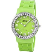 Golden Classic Women's Bangle Jelly Watch in Lime Green