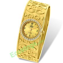 Good Jewelry Golden Ladies Bracelet Bangle Watch