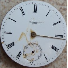 Grandjean Pocket Watch Movement & Dial 31,5 Mm. Key Wind To Restore