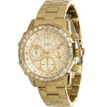 Guess Gold Steel Chronograph Swarovski Crystal Ladies Watch U0016l2