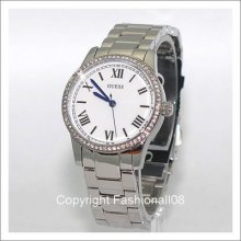 Guess Ladies Silver Swarovski Crystal Steel Watch U11671l1