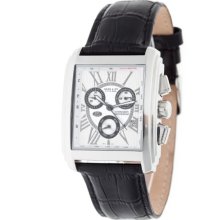Haas & Cie Men's Quartz Watch With White Dial Analogue Display And Black Leather Strap Mfh416zwa