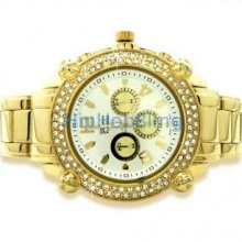 Heavy Chrono Dial Iced Out Gold Watch