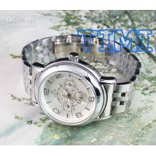 Heavy Stainless Steel Deluxe 6 Hands 3 Sub-dials Mens Automatic Mech