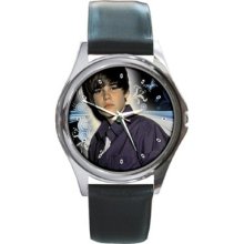 Hello Justin Bieber Collectible Photo Silver Or Gold Tone Round Metal Watch