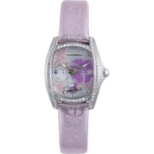 Hello Kitty CT.7094SS/13 Pink /Silver Glitter Dial Leather Watch - Pink - Leather - One Size
