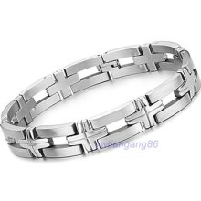 High Quality Silver 316l Stainless Steel Cuff Wristband Men's Bracelet 8.8