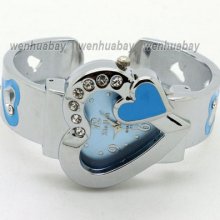 Hot Love Heart Dial Analog Bracelet Bangle Wrist Crystal Watch Women Lady Gifts