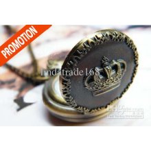 Hotsale Vintage Necklace Antique Copper Crown Pocket Watch 10pcs (mi
