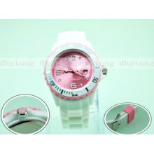 Hq Big White Style Calendar Silicone Jelly Girl Lady Dress Watch Fashion Sports
