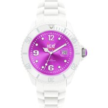 Ice-Watch Unisex Quartz Watch With Purple Dial Analogue Display And White Silicone Strap Si.Wv.U.S.12