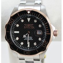 Invicta 12567 Men's Grand Diver Black Carbon Fiber Dial On Stainless Steel