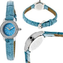 Invicta Ladies/women's Angel Watch 13654 Blue Leather Band Quartz