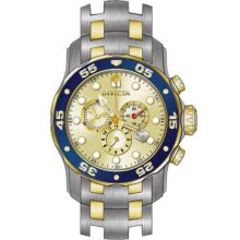 Invicta Mens Pro Diver Scuba Champagne Dial Swiss Chronograph Two Tone Watch