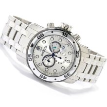 Invicta Mens Pro Diver Scuba Swiss Chronograph Silver Dial Stainless Steel Watch