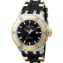 Invicta Men's Reserve Speciality Subaqua Gmt Analogue Watch 6178 With Black Dial, Ipg Bezel Andn Black Pu Strap