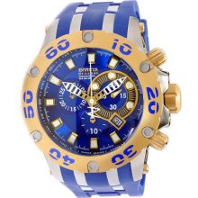 Invicta Men's Two Tone Reserve Diver Chronograph Swiss Quartz Blue Dial Strap 0909