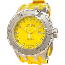 Invicta Skeleton Lugs Yellow Dial Analog Swiss Quartz Mens Wrist Watches 1393