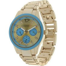 Isaac Mizrahi Live! Colorful Chronograph Bracelet Watch - Turquoise/Gold - One Size