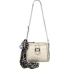 Isaac Mizrahi Live Pebble Leather Top Zip Crossbody Bag Purse Gunmetal