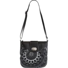 Isaac Mizrahi Live! Signature Bandana Print Crossbody Bag - Black - One Size