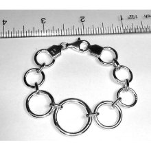 Italy Solid Sterling Silver 925 Lady Circle Link Bracelet 6 3/4