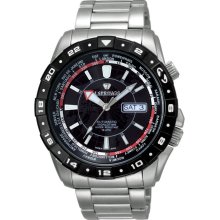 J Springs Mens Automatic Travel Stainless Watch - Black Rubber Strap - Black Dial - JSPBEB055