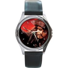 Jack Sparrow At World's End Pirates Of The Caribbean Picture Round Metal Watch