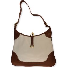 Jackie Kennedy Purse - Canvas & Leather Hobo Handbag