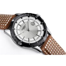 Japan Move Date Leather Fashion Unique Quartz Men's Wrist Watch 4 Colors