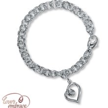 Jared Diamond Heart Bracelet 1/20 ct Round-Cut Sterling Silver- Bracelets