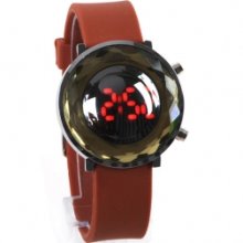 Jelly Digital Mirror Unisex Silicone Sports Candy Led Watches - Brown