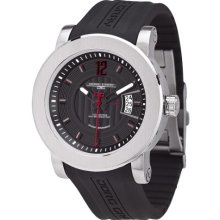 Jorg Gray Men's Quartz Analogue Watch Jg8100-22 With Rubber Strap And Extension Clasp And Black Dial