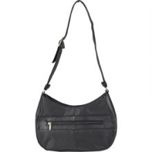 Journee Collection Women's Topstitched Leather Shoulder Bag (Black)