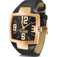 Just Cavalli Designer Women's Watches, Lusa - Square Rose Gold Plated Dial and Leather Watch
