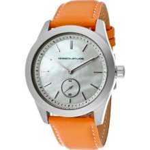 Kenneth Jay Lane Watches Women's White MOP Dial Orange Genuine Leather