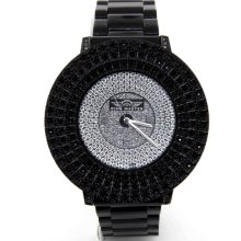 King Master 143MBPIS 123 CZ Stone Black IP Stainless Steel Men's Watch